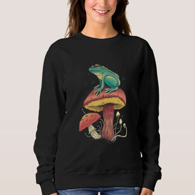 Frog Over Mushroom Nature Sweatshirt (Front)