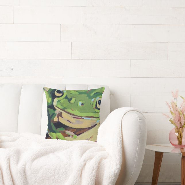 Frog Painting- Gift for Frog Lovers Cushion (Couch)
