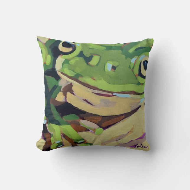 Frog Painting- Gift for Frog Lovers Cushion (Front)