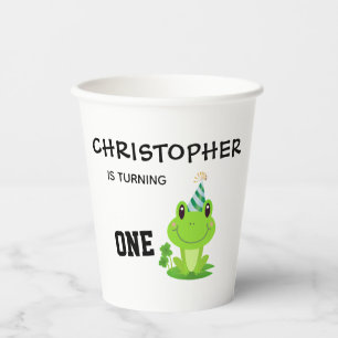 Frog Party First Birthday Swamp Green Froggy Paper Cups