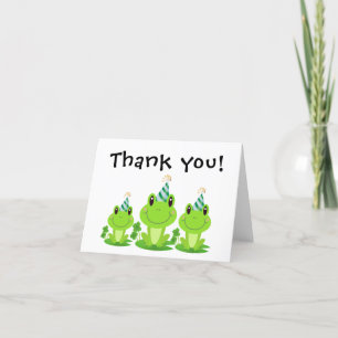 Frog Party First Birthday Swamp Green Froggy Thank You Card