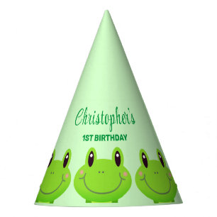 Frog party green theme kids birthday frog pattern hat
