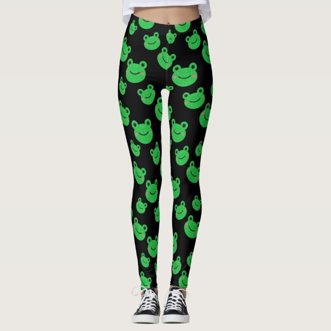 Frog pattern black leggings (Front)