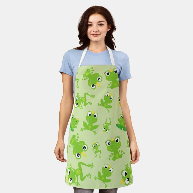 Frog Pattern, Cute Frogs, Green Frogs, Frog Prince Apron (Worn)