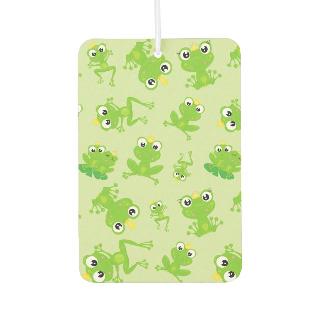 Frog Pattern, Cute Frogs, Green Frogs, Frog Prince Car Air Freshener (Front)
