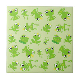 Frog Pattern, Cute Frogs, Green Frogs, Frog Prince Ceramic Tile