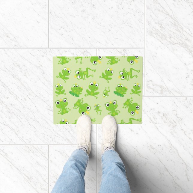 Frog Pattern, Cute Frogs, Green Frogs, Frog Prince Doormat (Indoor)