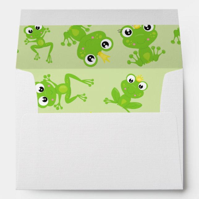Frog Pattern, Cute Frogs, Green Frogs, Frog Prince Envelope (Back (Bottom))