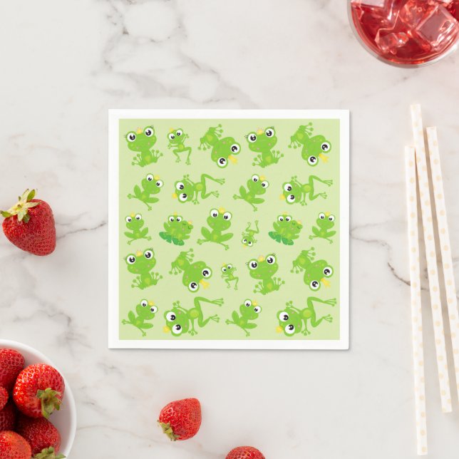 Frog Pattern, Cute Frogs, Green Frogs, Frog Prince Napkin (Insitu)