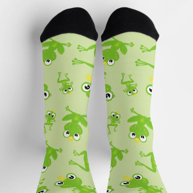 Frog Pattern, Cute Frogs, Green Frogs, Frog Prince Socks (Top)