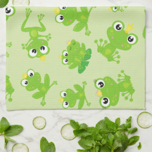 Frog Pattern, Cute Frogs, Green Frogs, Frog Prince Tea Towel
