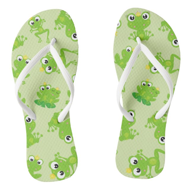 Frog Pattern, Cute Frogs, Green Frogs, Frog Prince Thongs (Footbed)