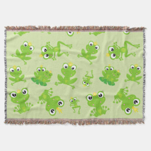 Frog Pattern, Cute Frogs, Green Frogs, Frog Prince Throw Blanket