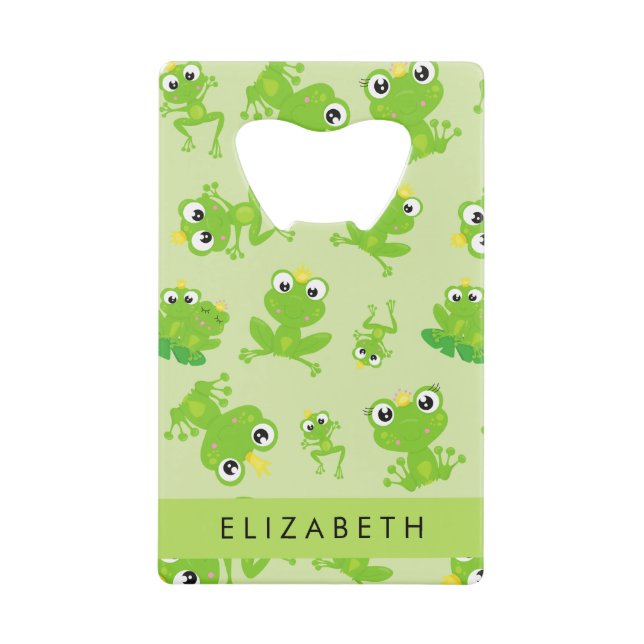 Frog Pattern, Green Frogs, Frog Prince, Your Name (Front)