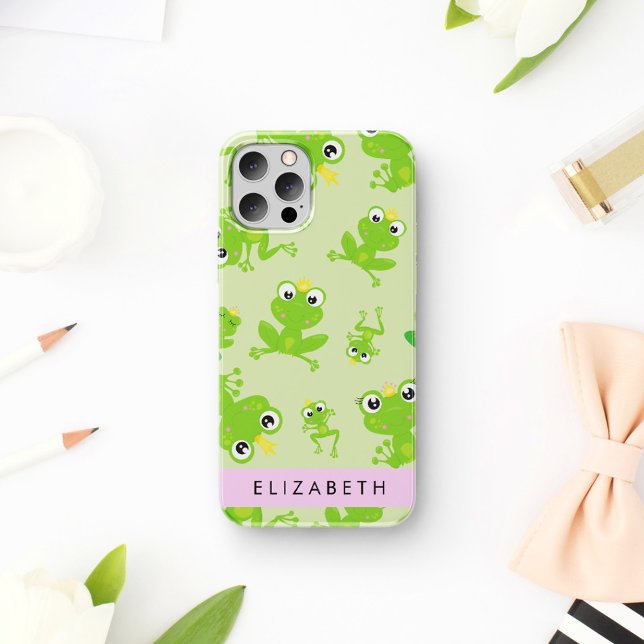 Frog Pattern, Green Frogs, Frog Prince, Your Name Case-Mate iPhone Case (Creator Uploaded)