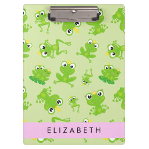 Frog Pattern, Green Frogs, Frog Prince, Your Name Clipboard