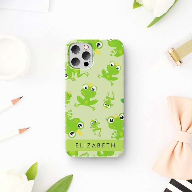 Frog Pattern, Green Frogs, Frog Prince, Your Name iPhone 16 Case (Creator Uploaded)
