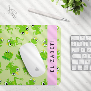 Frog Pattern, Green Frogs, Frog Prince, Your Name Mouse Pad