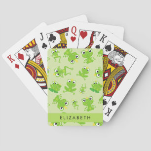 Frog Pattern, Green Frogs, Frog Prince, Your Name Playing Cards