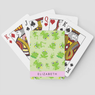 Frog Pattern, Green Frogs, Frog Prince, Your Name Playing Cards