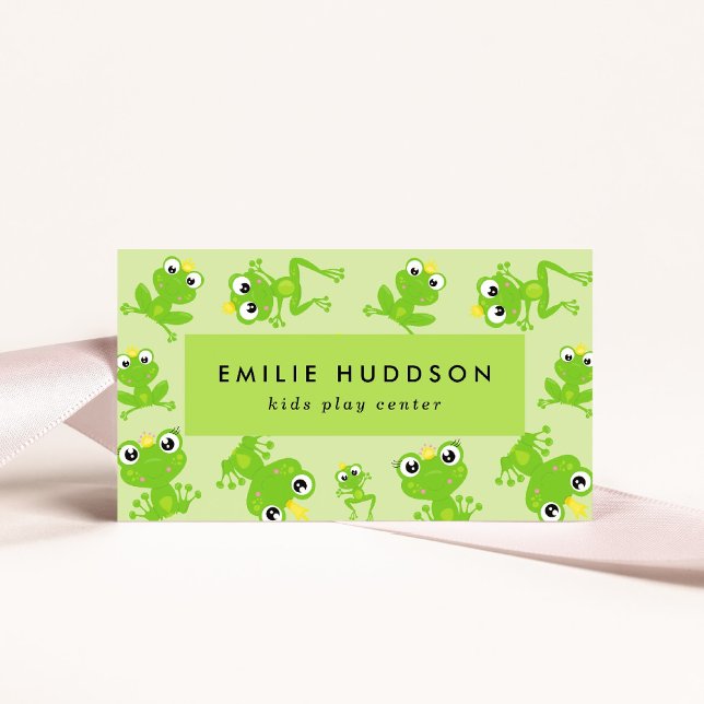 Frog Pattern, Kids Play Centre, Activity Centre Business Card (Creator Uploaded)
