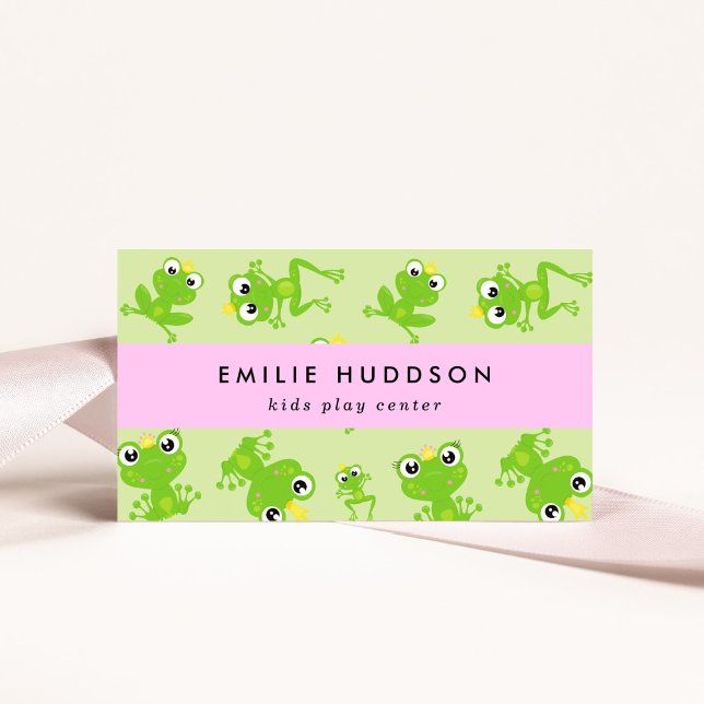 Frog Pattern, Kids Play Centre, Activity Centre Business Card (Creator Uploaded)