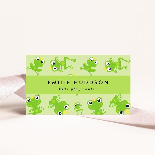 Frog Pattern, Kids Play Centre, Activity Centre Business Card (Creator Uploaded)