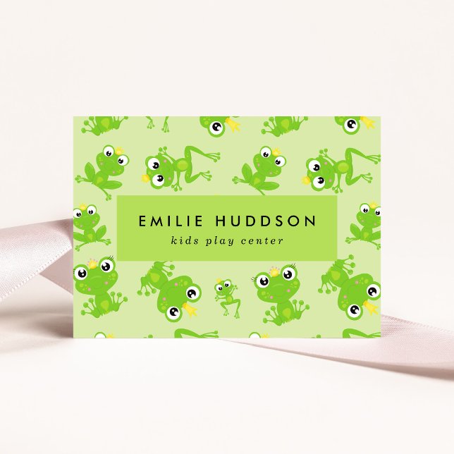 Frog Pattern, Kids Play Centre, Activity Centre Business Card (Creator Uploaded)