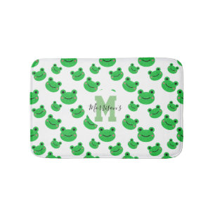 Frog pattern monogram wildlife baby bath mat