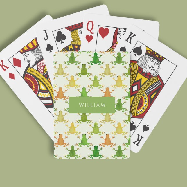 Frog pattern playing cards (Frog pattern personalized playing cards)