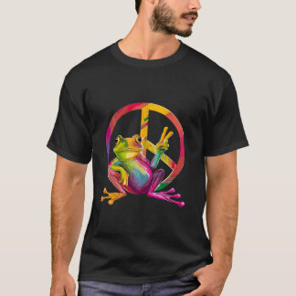 Frog Peace Frog Sign Tie Dye Hippie Long Sleeve T  T-Shirt