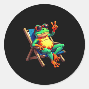 Frog Peace Sign Sungles Summer Classic Round Sticker