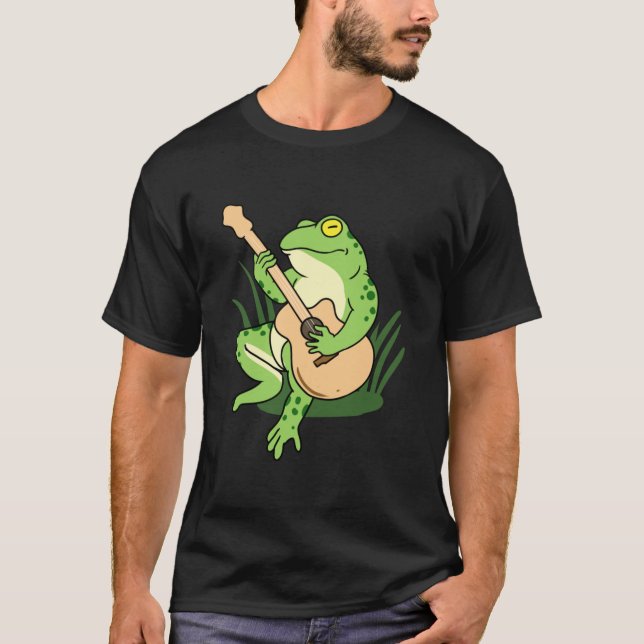 Frog Playing Acoustic Guitar For Guitar Player T-Shirt (Front)
