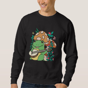 Frog Playing Banjo on Mushroom cute Frog  2 Sweatshirt
