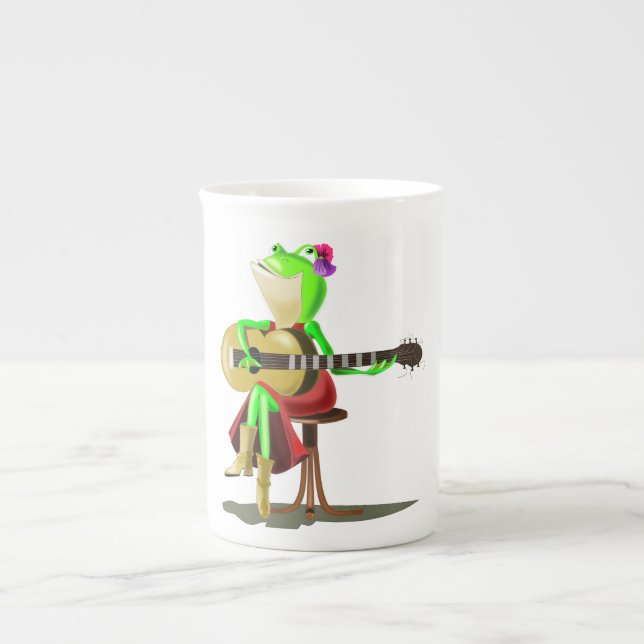 Frog Playing Guitar Bone China Mug (Front)