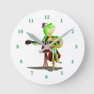 Frog Playing Guitar Clock Custom Colour - Painting