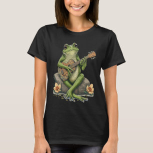 Frog Playing Guitar  Frog Play Banjo On Log Aesthe T-Shirt