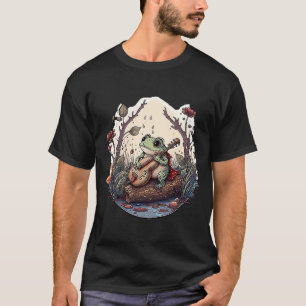 Frog Playing Guitar Frog Playing Banjo On Log Aest T-Shirt