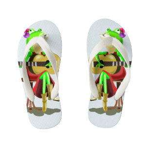 Frog Playing Guitar Funny Kid's Flip Flops