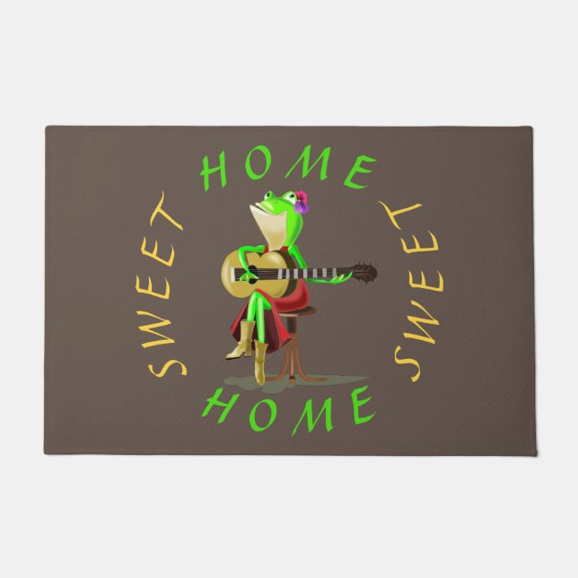 Frog Playing Guitar - Home Sweet Home Doormat (Front)