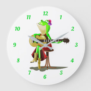 Frog Playing Guitar - Large Clock