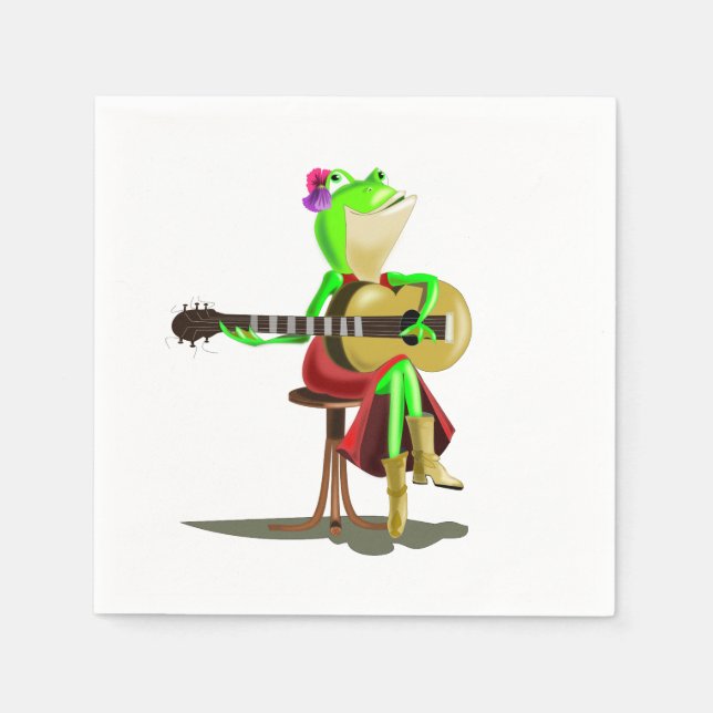 Frog Playing Guitar Napkin (Front)
