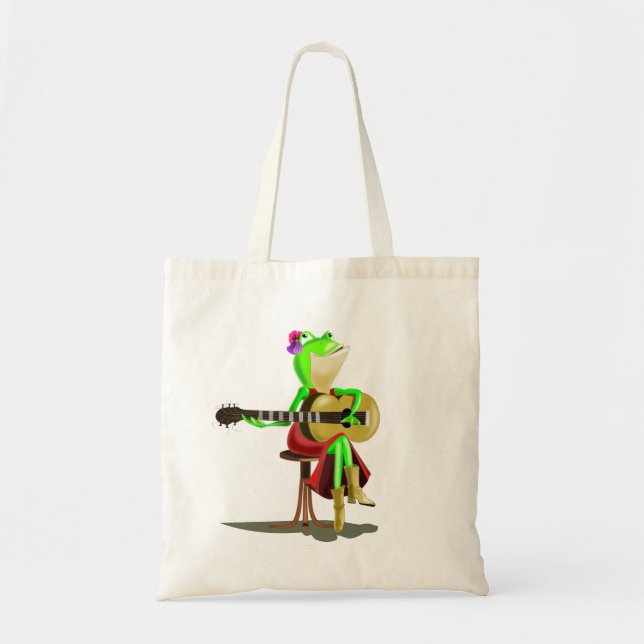 Frog Playing Guitar Tote Bag (Front)