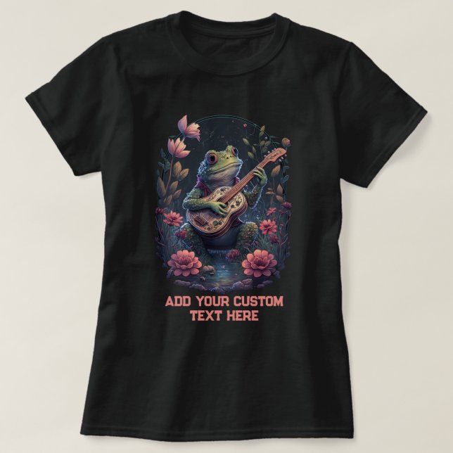 Frog Playing Guitar Wildfower Toad, Frog Lovers T-Shirt (Design Front)