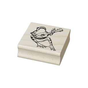 Frog playing musical instrument rubber stamp