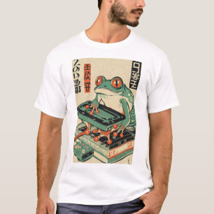 Frog Playing Pc Games, Ukiyo-e Frog Art, Frog  T-Shirt