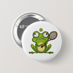 Frog Playing Tennis  6 Cm Round Badge