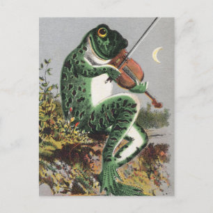 Frog Playing the Violin Vintage Postcard