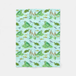 Frog Pond Fish Watercolor Fleece Blanket