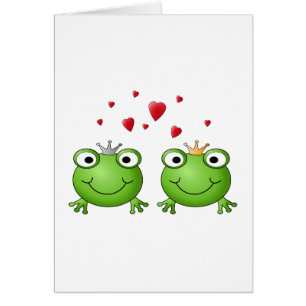 Frog Prince and Frog Princess, with hearts.